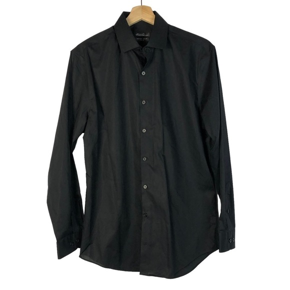 Kenneth Cole New York Non Iron Stretch Black Long Sleeve Button Down 15 - Picture 1 of 3